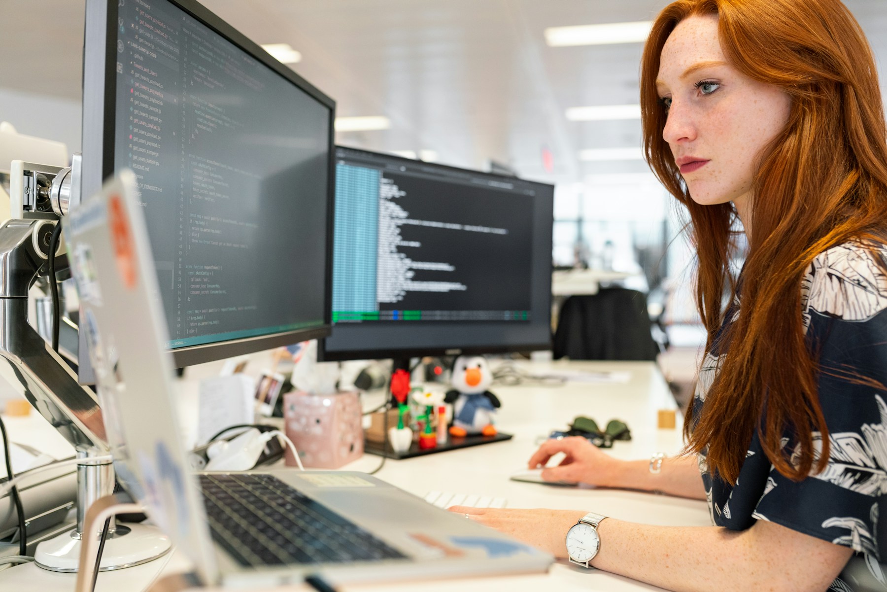 Cybersecurity professional reviewing secure business systems